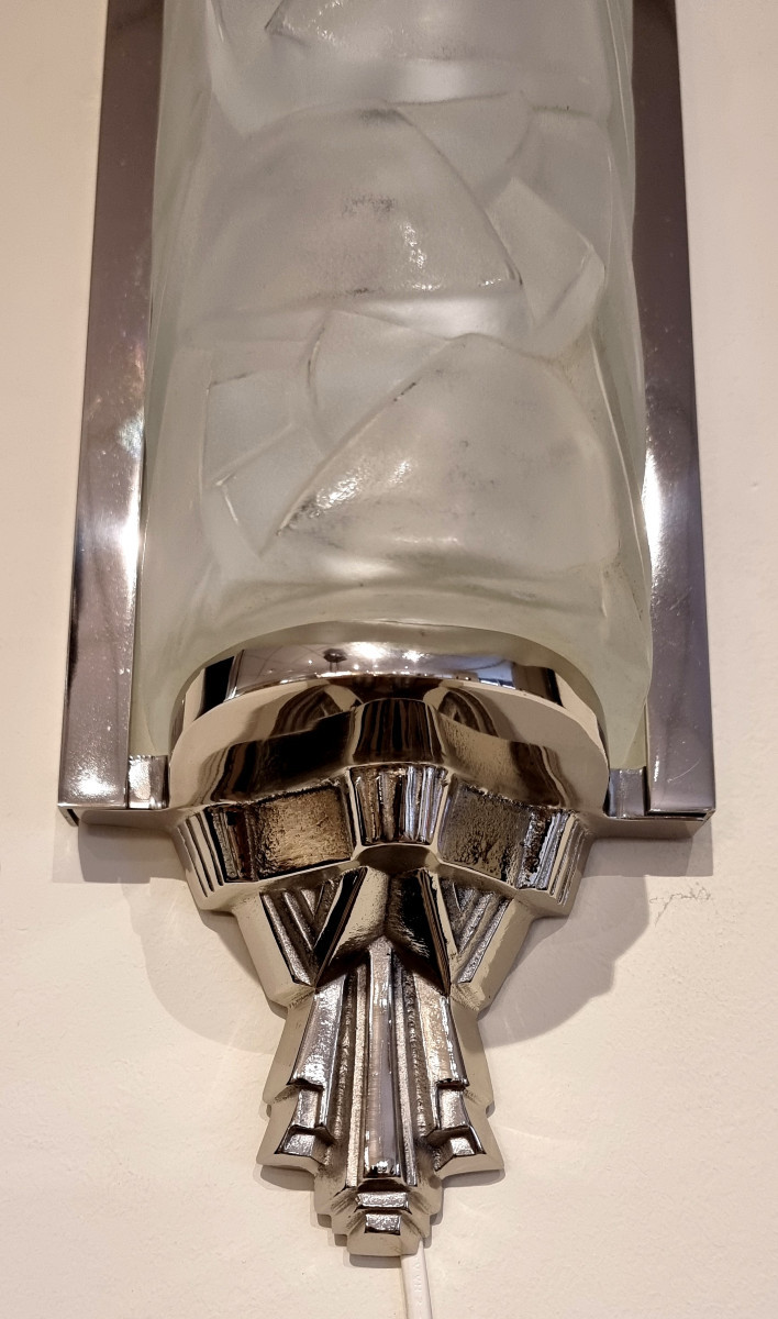 Degué André Guéron Pair Of Art Deco Sconces 1930 -photo-2