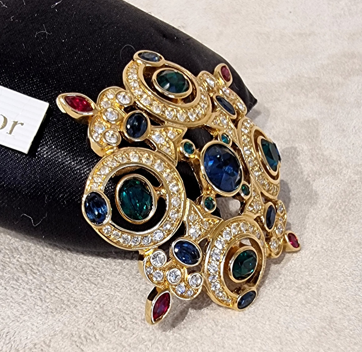 Christian Dior Brooch Gold-plated Metal And Colored Crystal -photo-4