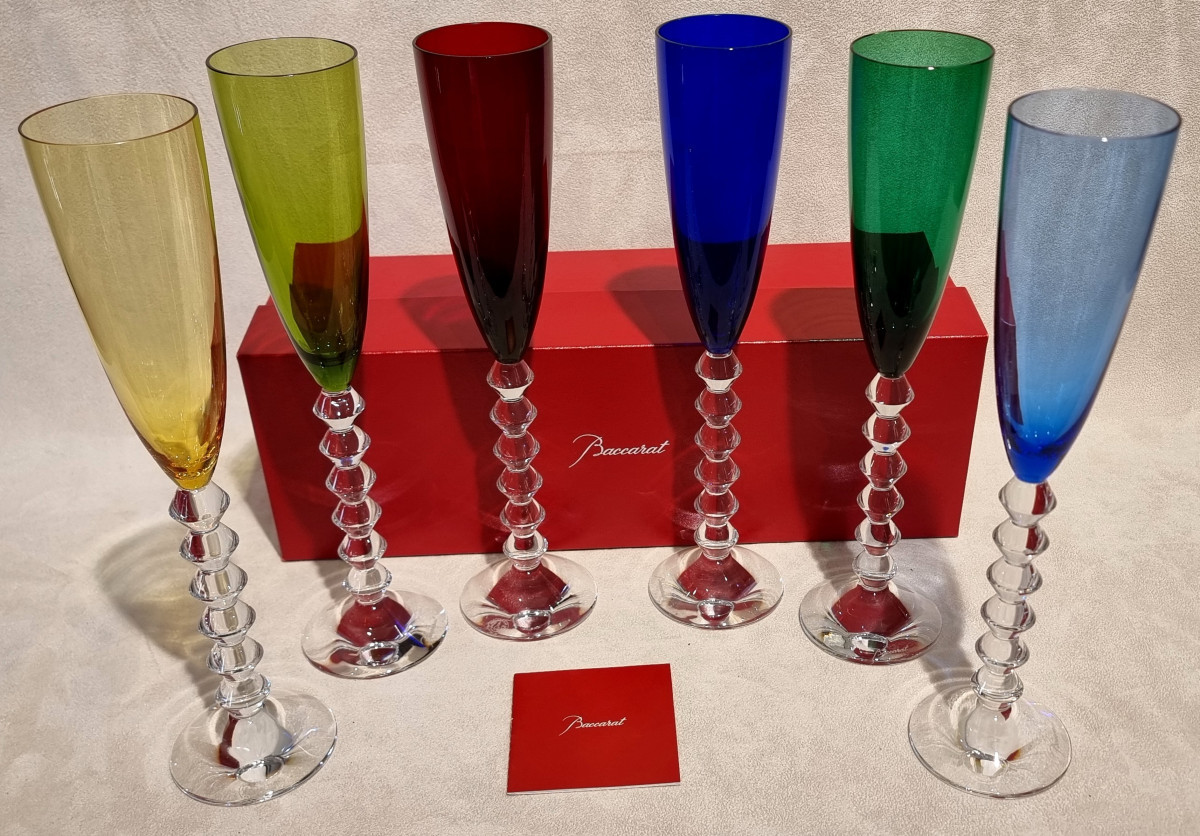 BACCARAT Modèle VEGA 6 Flûtes à Champagne en cristal