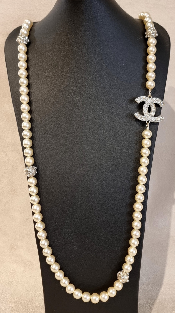 CHANEL Important SAUTOIR perles de verre & cristal-photo-3