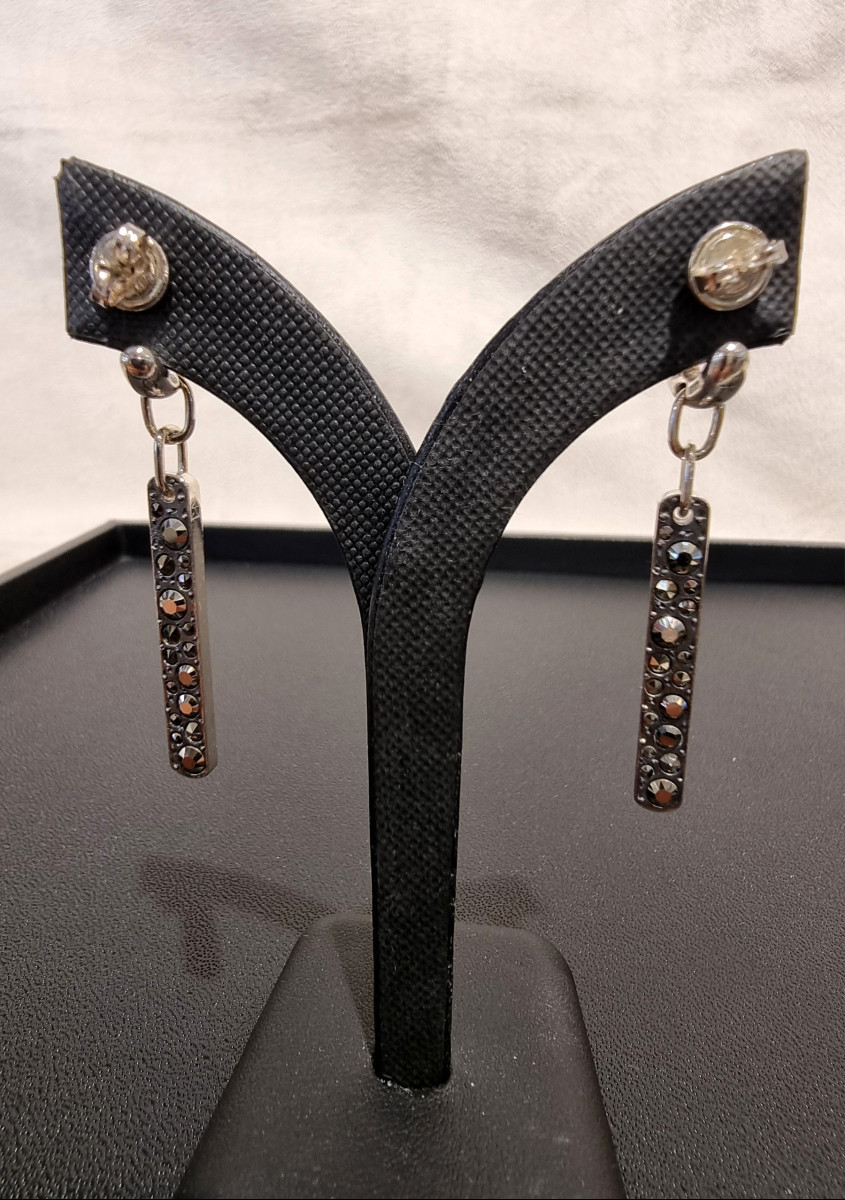 Pomellato Collection 67 Pair Of Silver & Marcasite Pendant Earrings  -photo-3