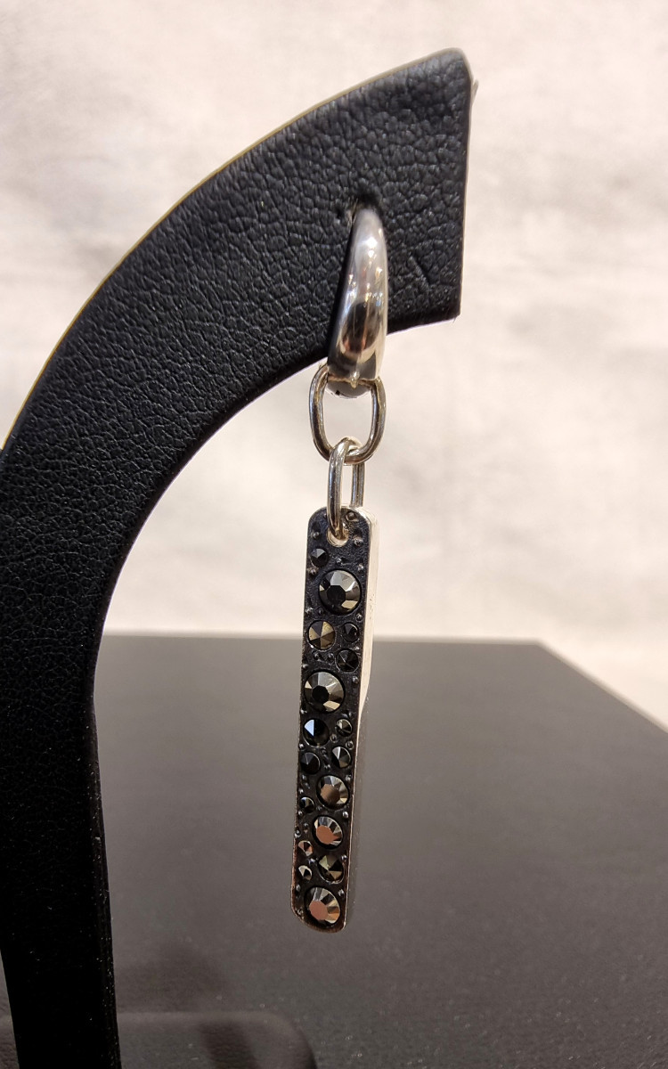 Pomellato Collection 67 Pair Of Silver & Marcasite Pendant Earrings  -photo-2