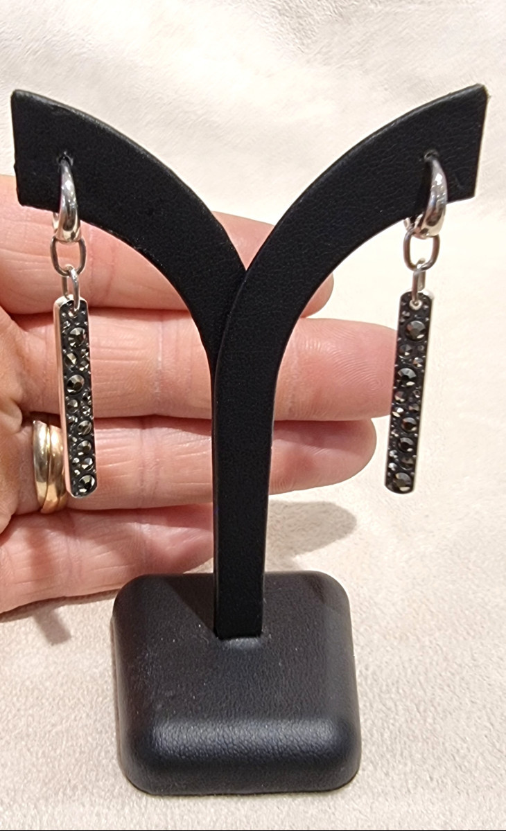 Pomellato Collection 67 Pair Of Silver & Marcasite Pendant Earrings  -photo-3