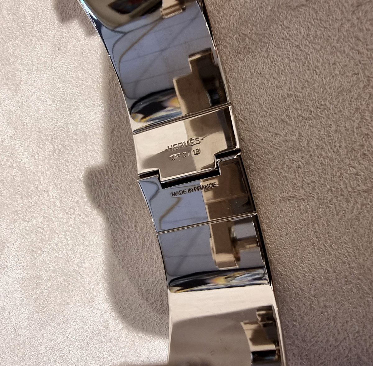 Hermès Hinge Bracelet In Palladium Silver & Enamel-photo-7