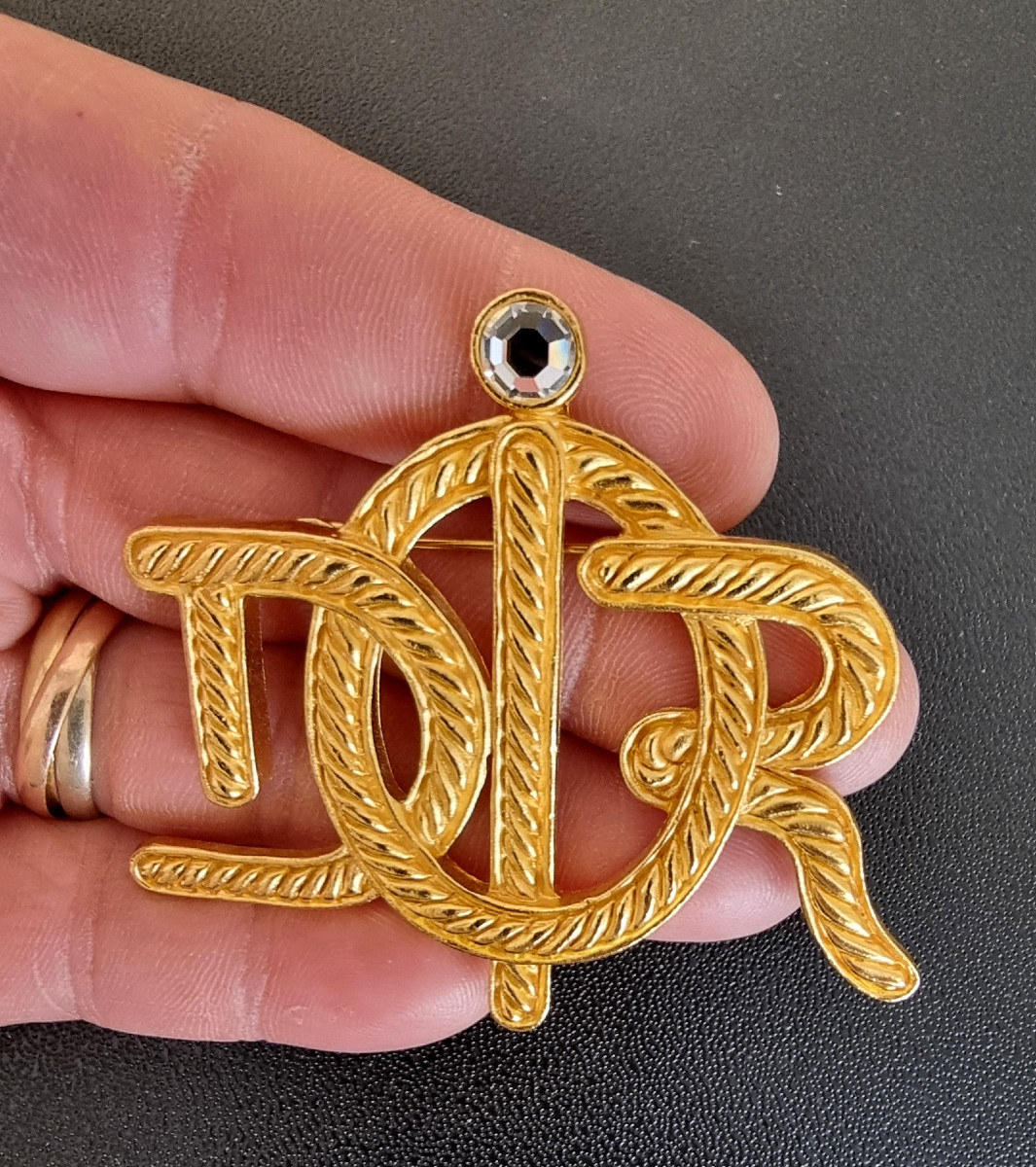  Christian Dior Broche Doré & Cristal-photo-2