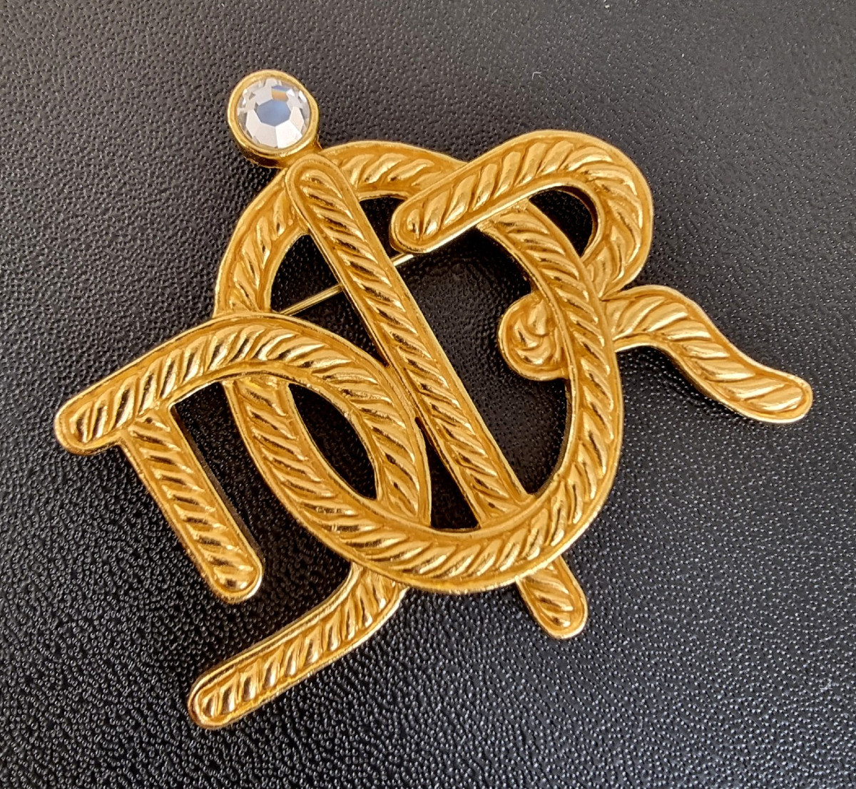 Christian Dior Broche Doré & Cristal-photo-4