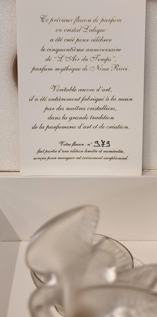 Lalique Nina Ricci Limited Edition Perfume Bottle Air Du Temps 50th Anniversary  -photo-3