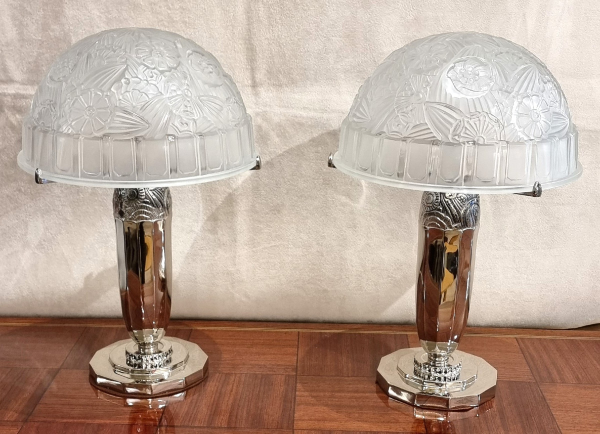 Hettier Vincent Pair Of Art Deco Lamps 1930-photo-2