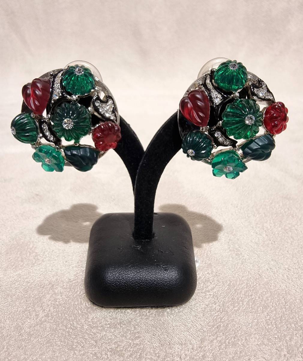 Kenneth Jay Lane Pair Of Tutti Frutti Ear Clips 