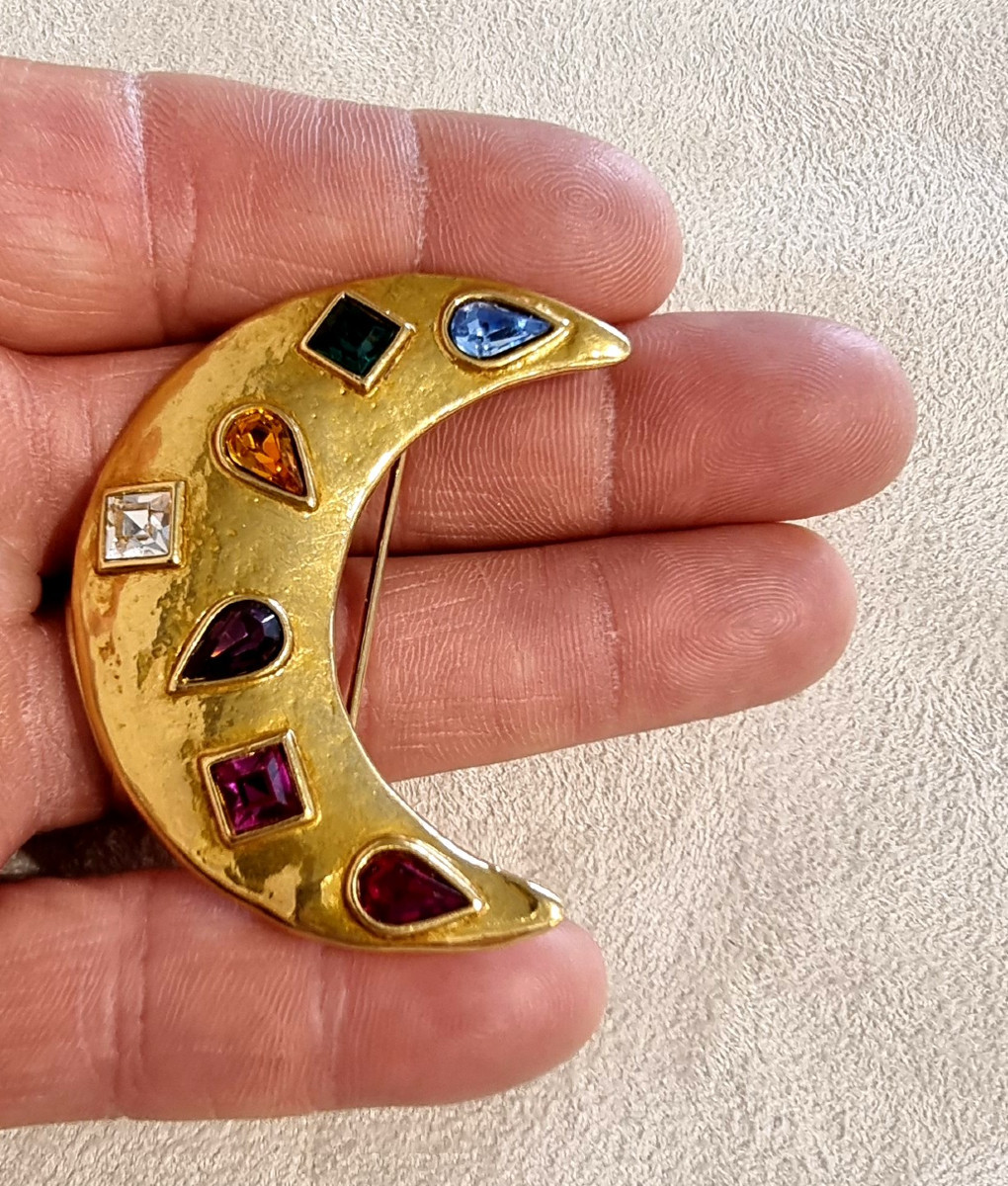YSL YVES SAINT LAURENT Broche Croissant de Lune -photo-2