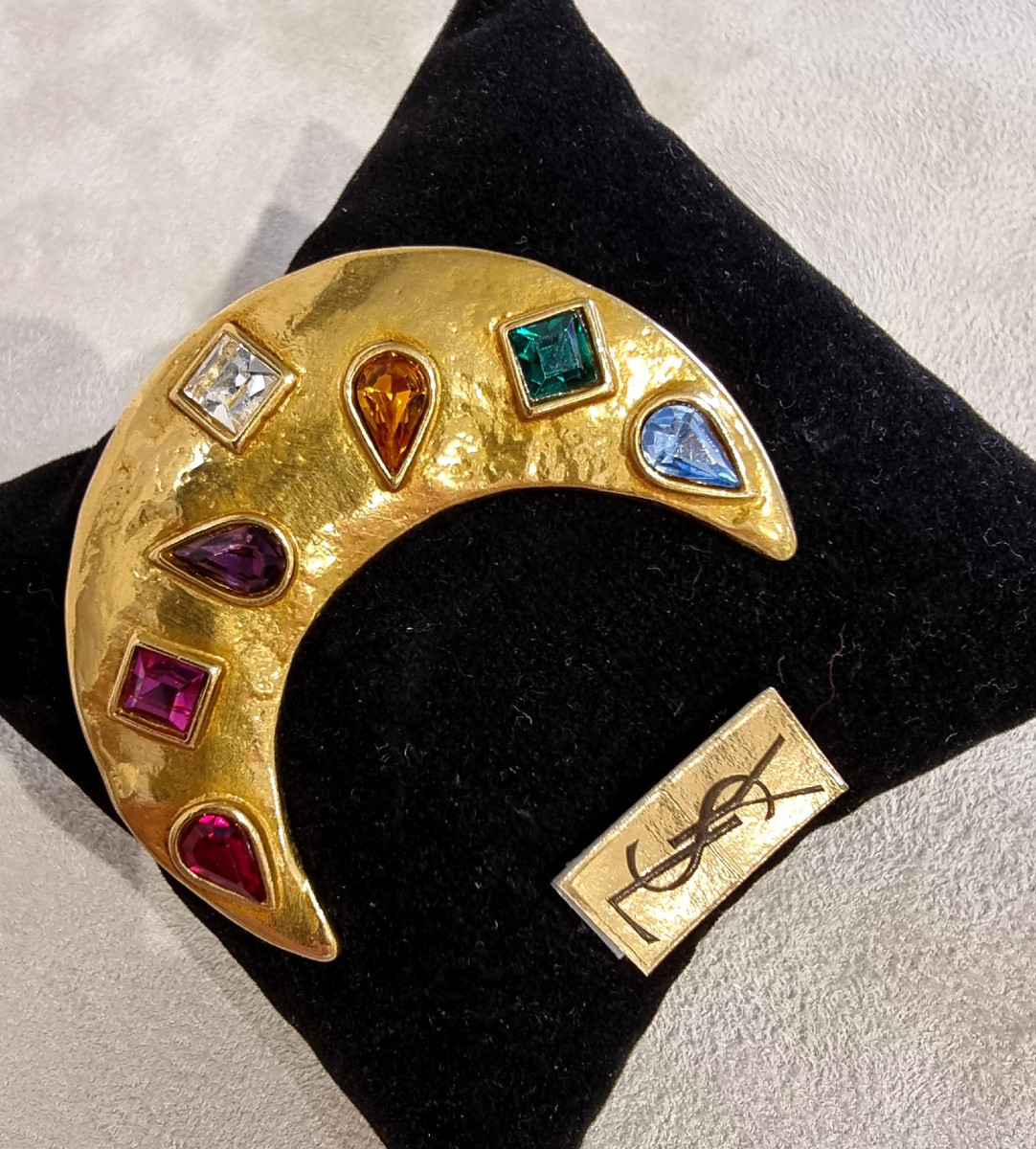 YSL YVES SAINT LAURENT Broche Croissant de Lune -photo-3