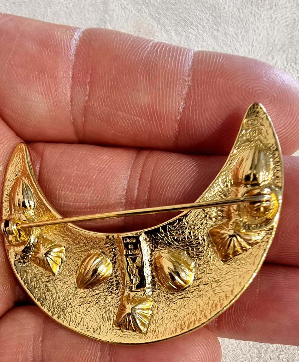 YSL YVES SAINT LAURENT Broche Croissant de Lune -photo-1