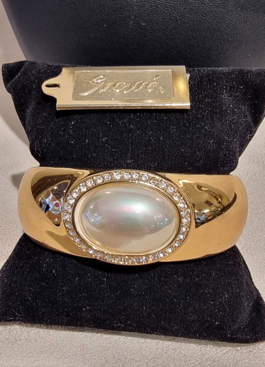 Grossé Bracelet doré perle cabochon