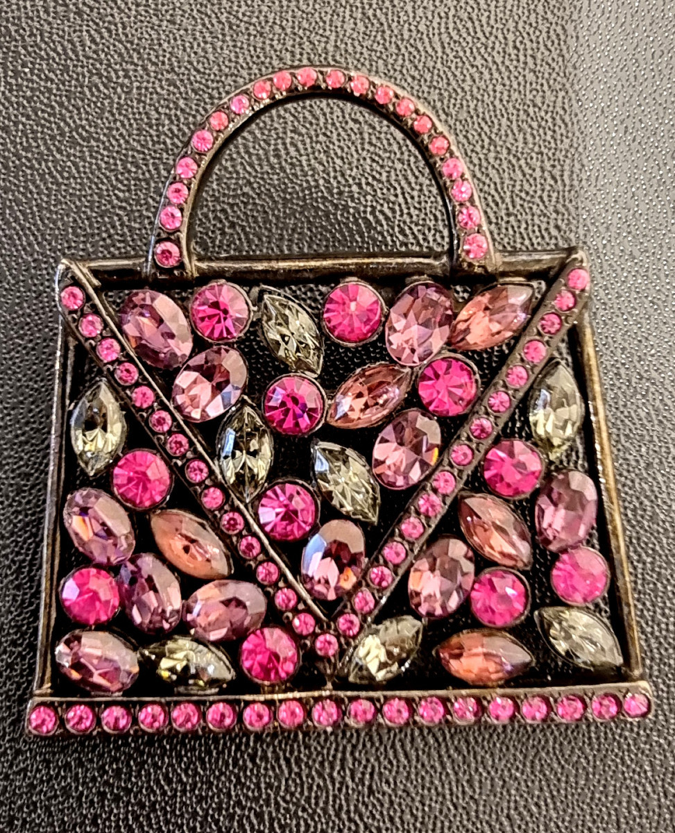 Jean-louis Scherrer Red Crystal Bag Brooch -photo-2
