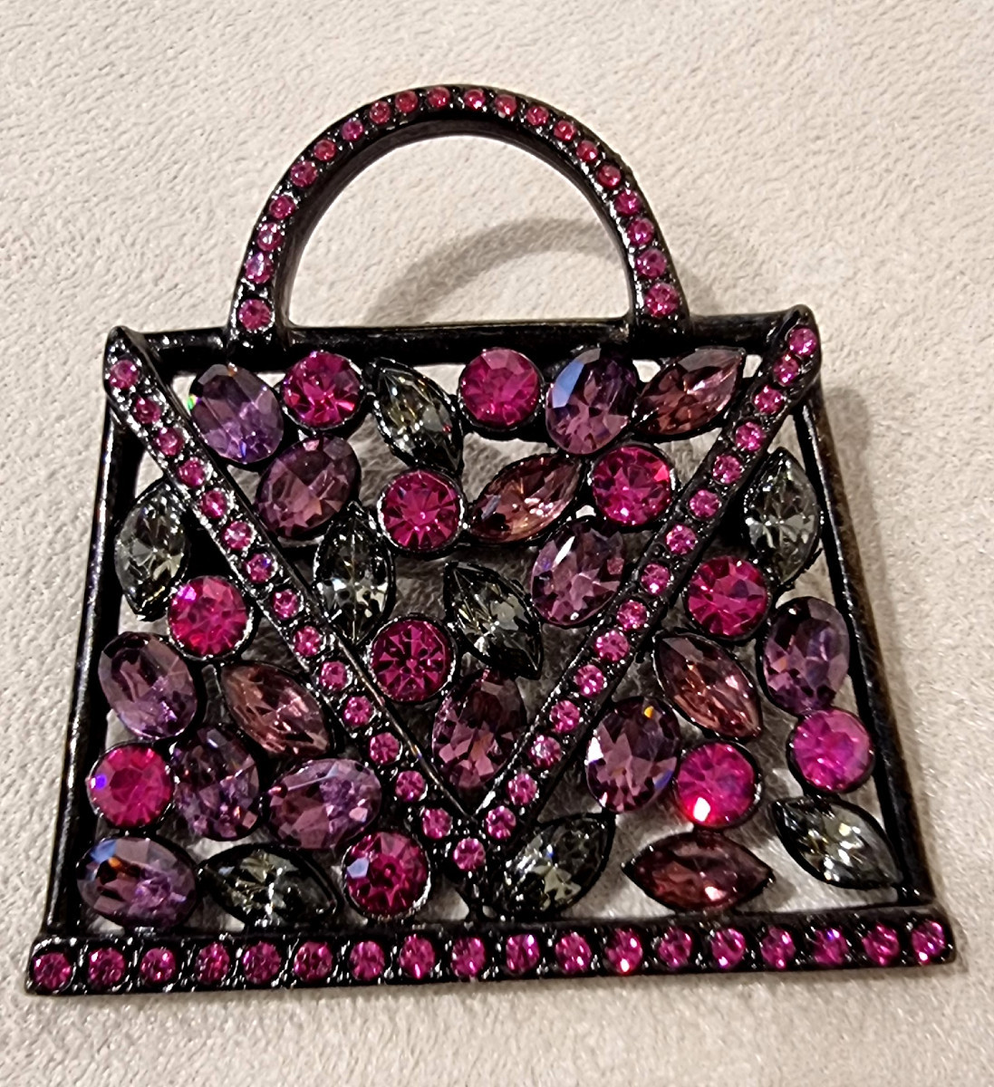 Jean-louis Scherrer Red Crystal Bag Brooch -photo-3