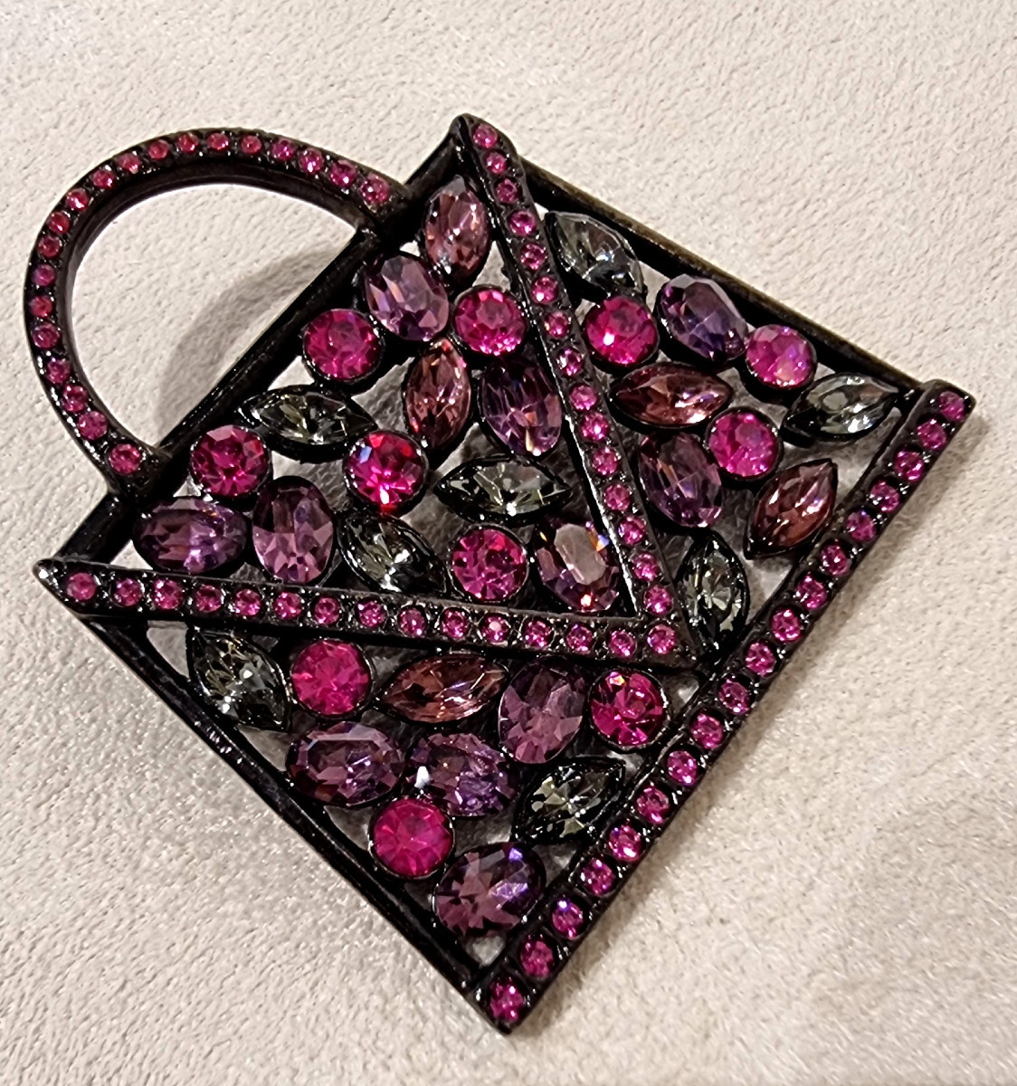 Jean-louis Scherrer Red Crystal Bag Brooch -photo-4
