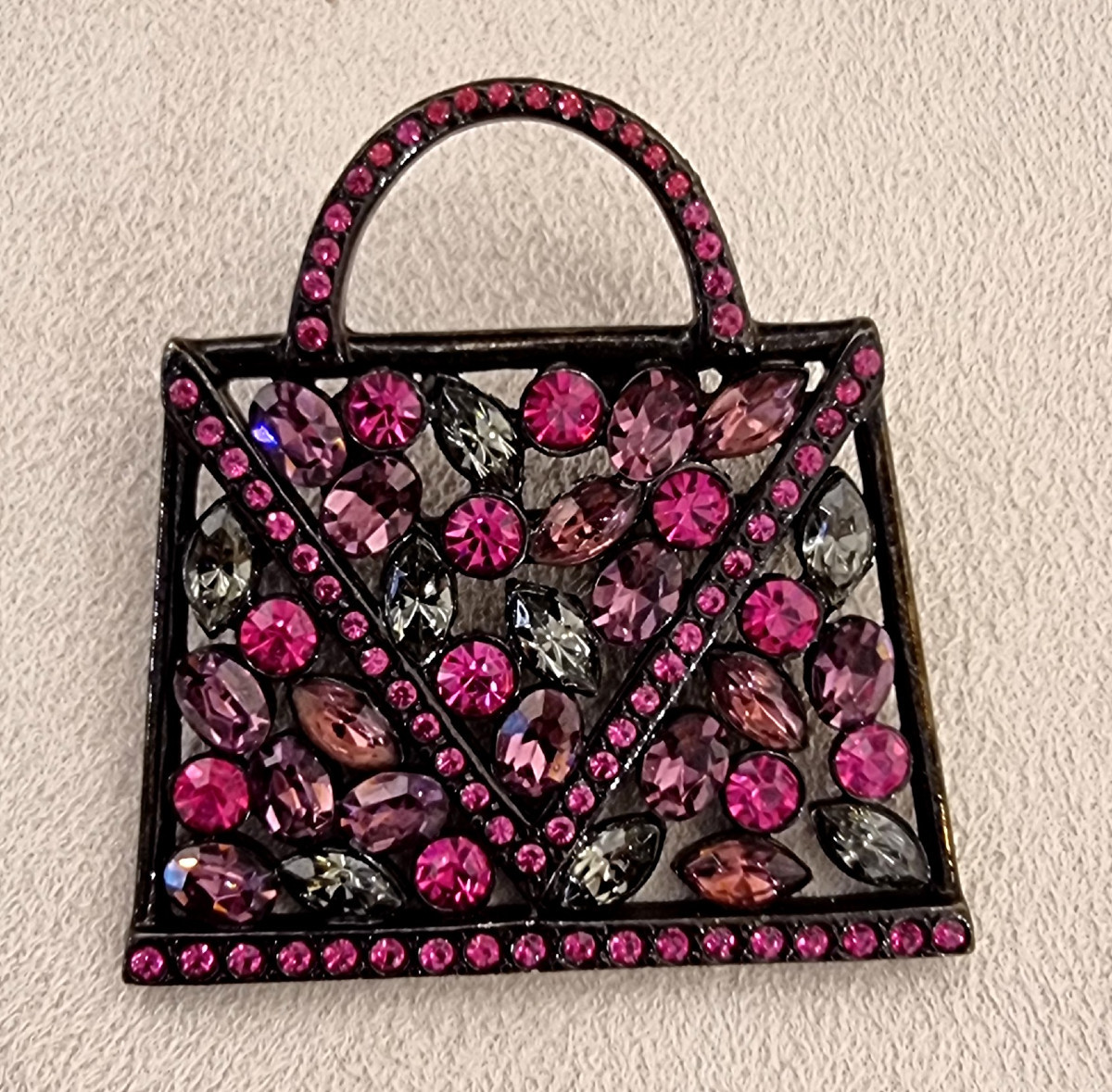 Jean-louis Scherrer Red Crystal Bag Brooch -photo-1