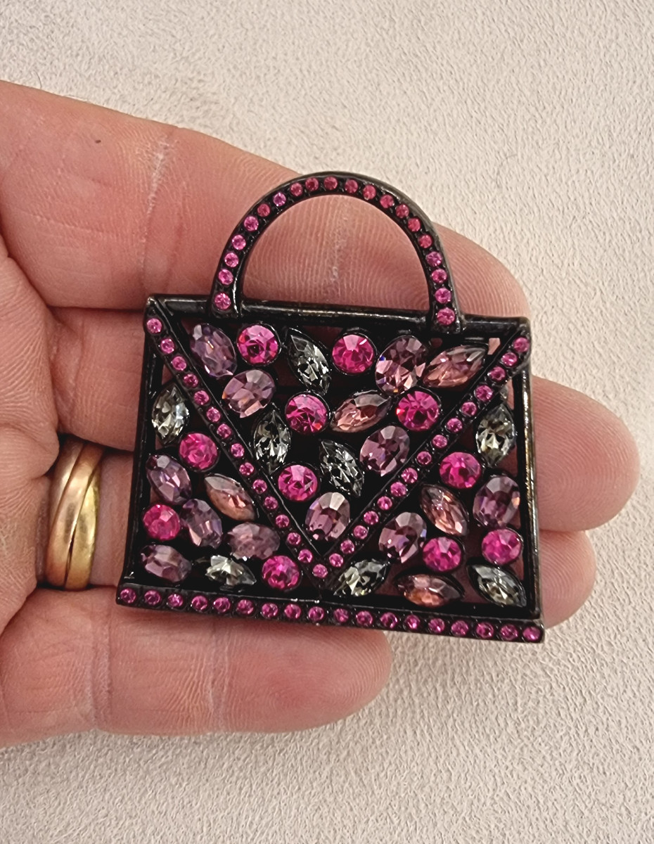 Jean-louis Scherrer Red Crystal Bag Brooch -photo-2