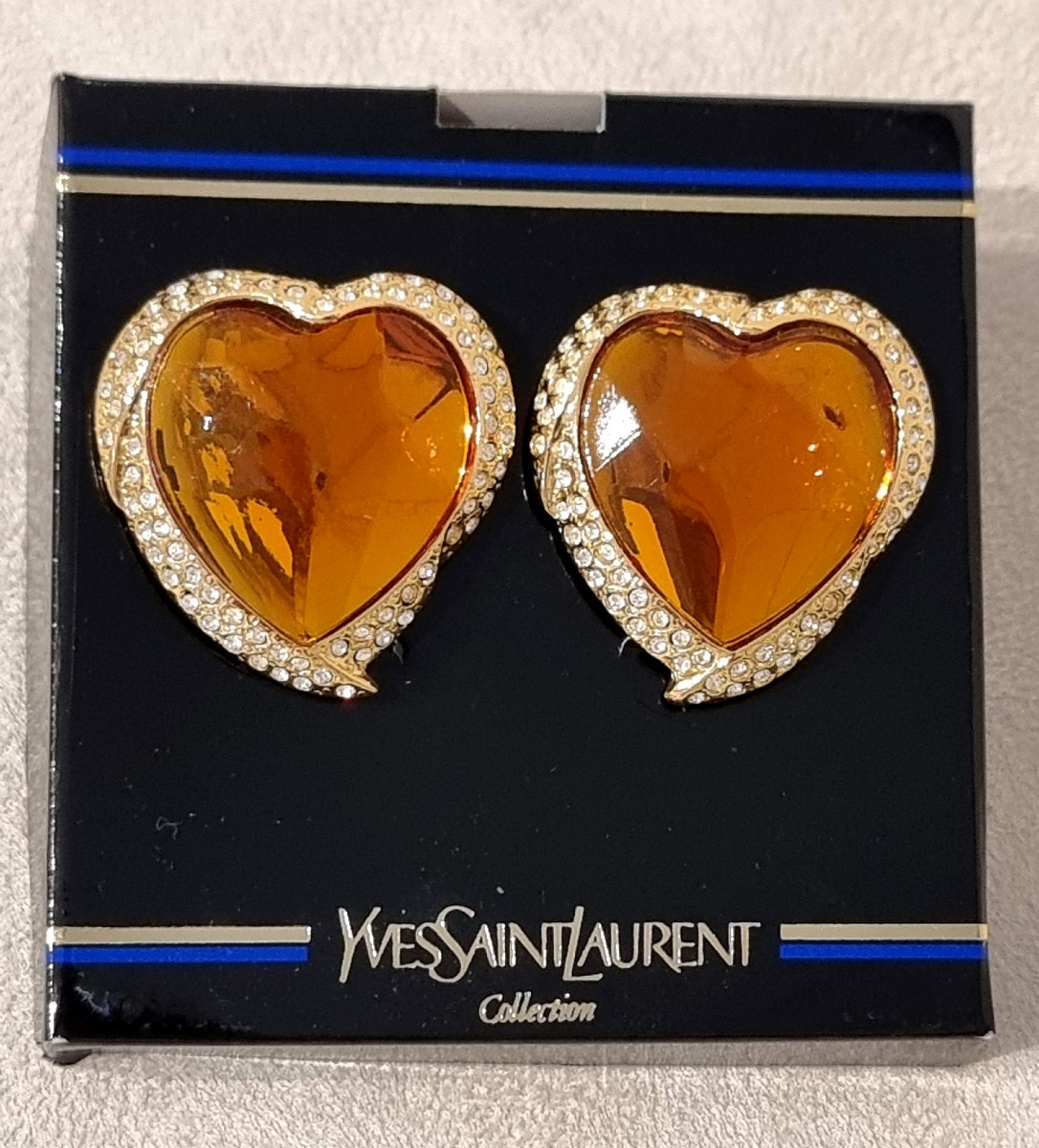 Ysl Yves Saint Laurent Pair Of Ear Clips 1980-1990-photo-2