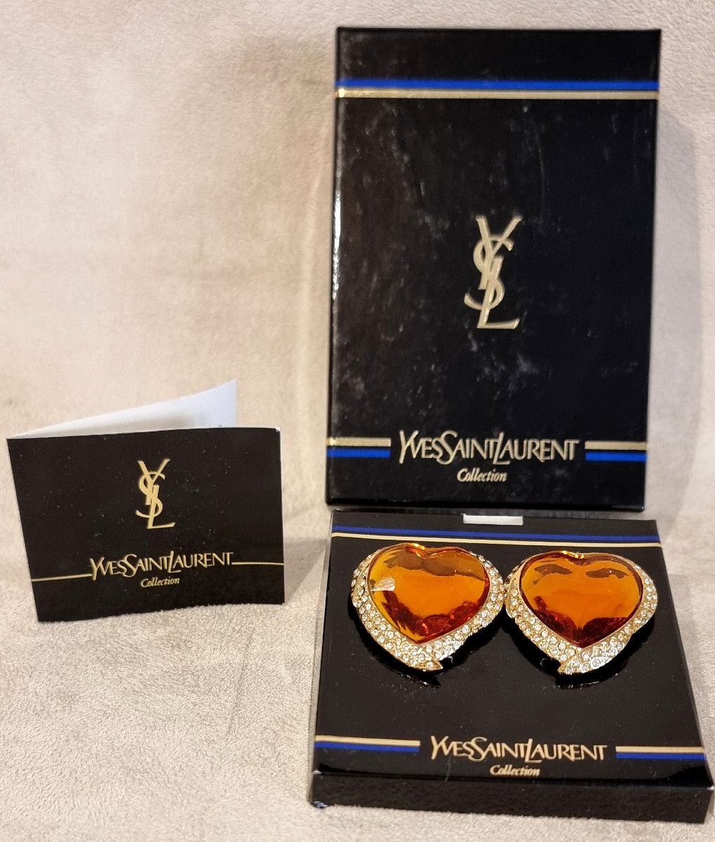 Ysl Yves Saint Laurent Pair Of Ear Clips 1980-1990-photo-3