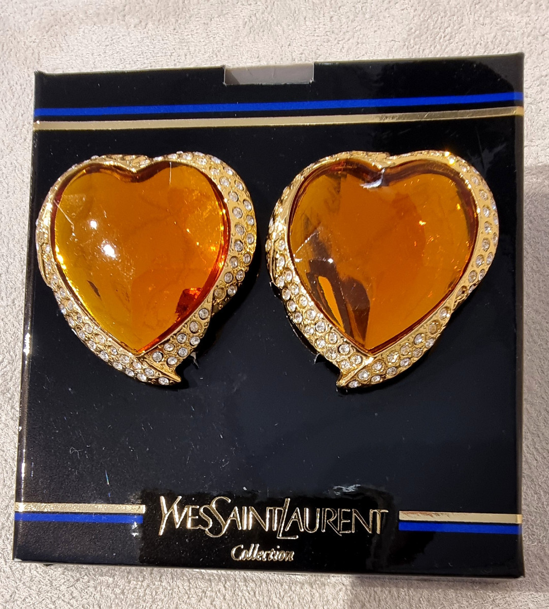 Ysl Yves Saint Laurent Pair Of Ear Clips 1980-1990-photo-2