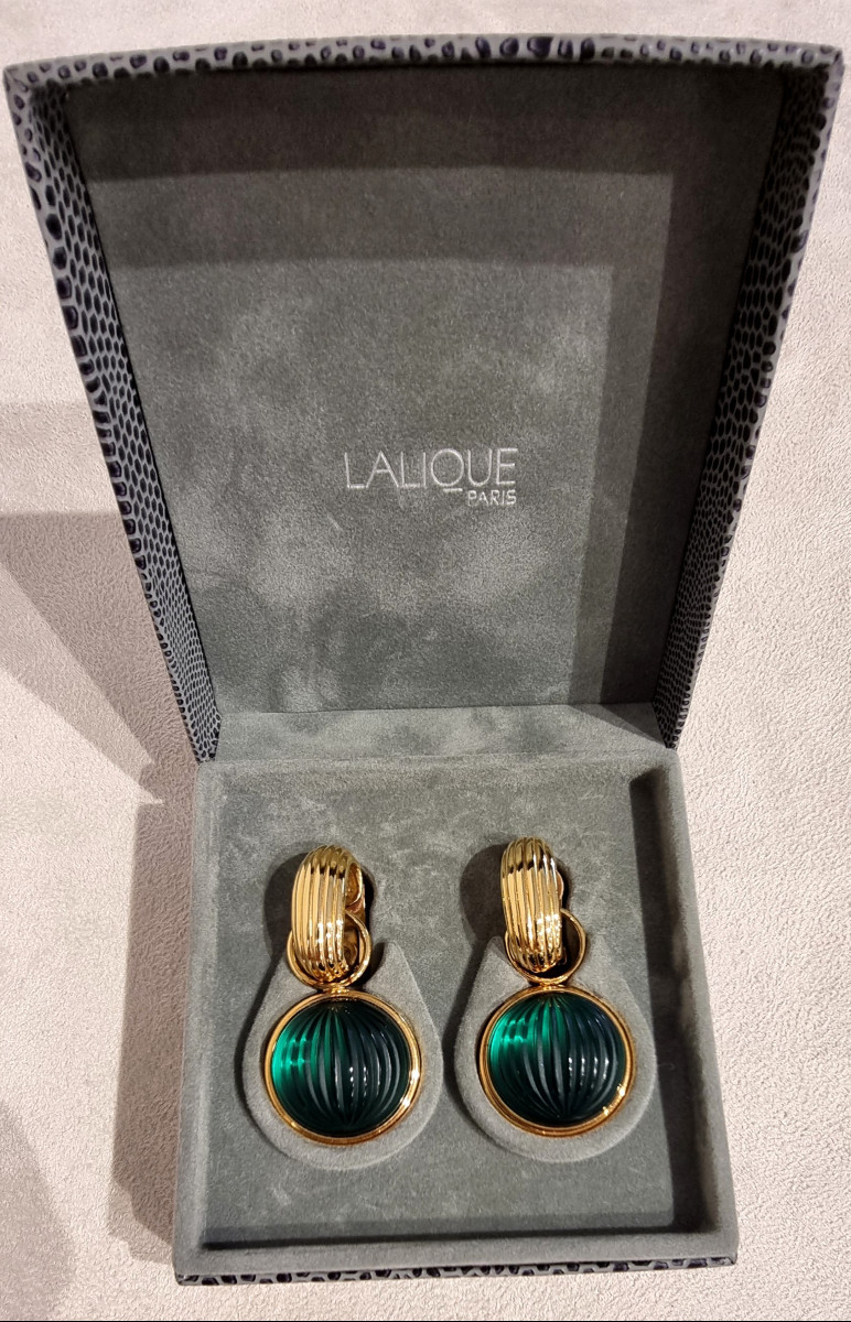 Lalique Pair Of Nerita Model Ear Clips-photo-4