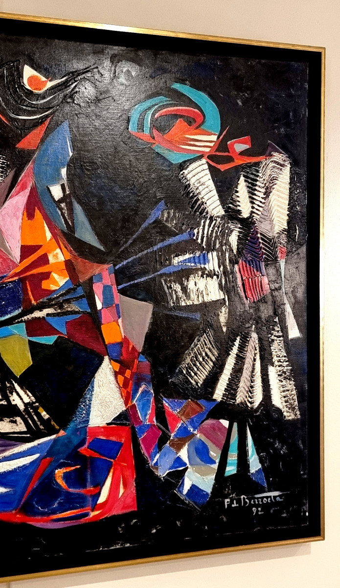 Pierre De Berroeta Composition Abstraite Huile Sur Toile -photo-1