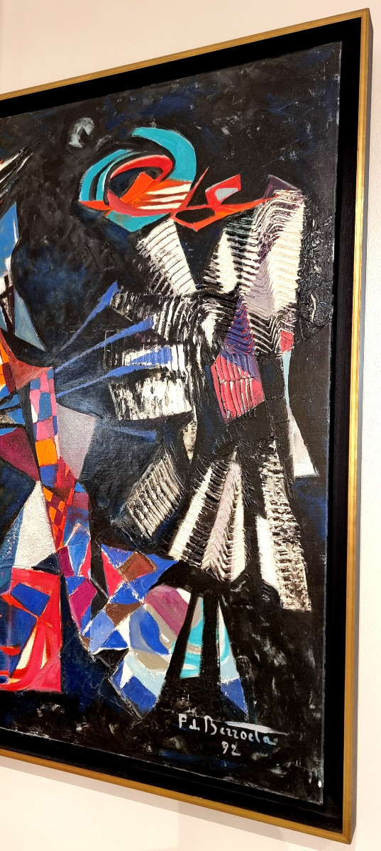 Pierre De Berroeta Composition Abstraite Huile Sur Toile -photo-2