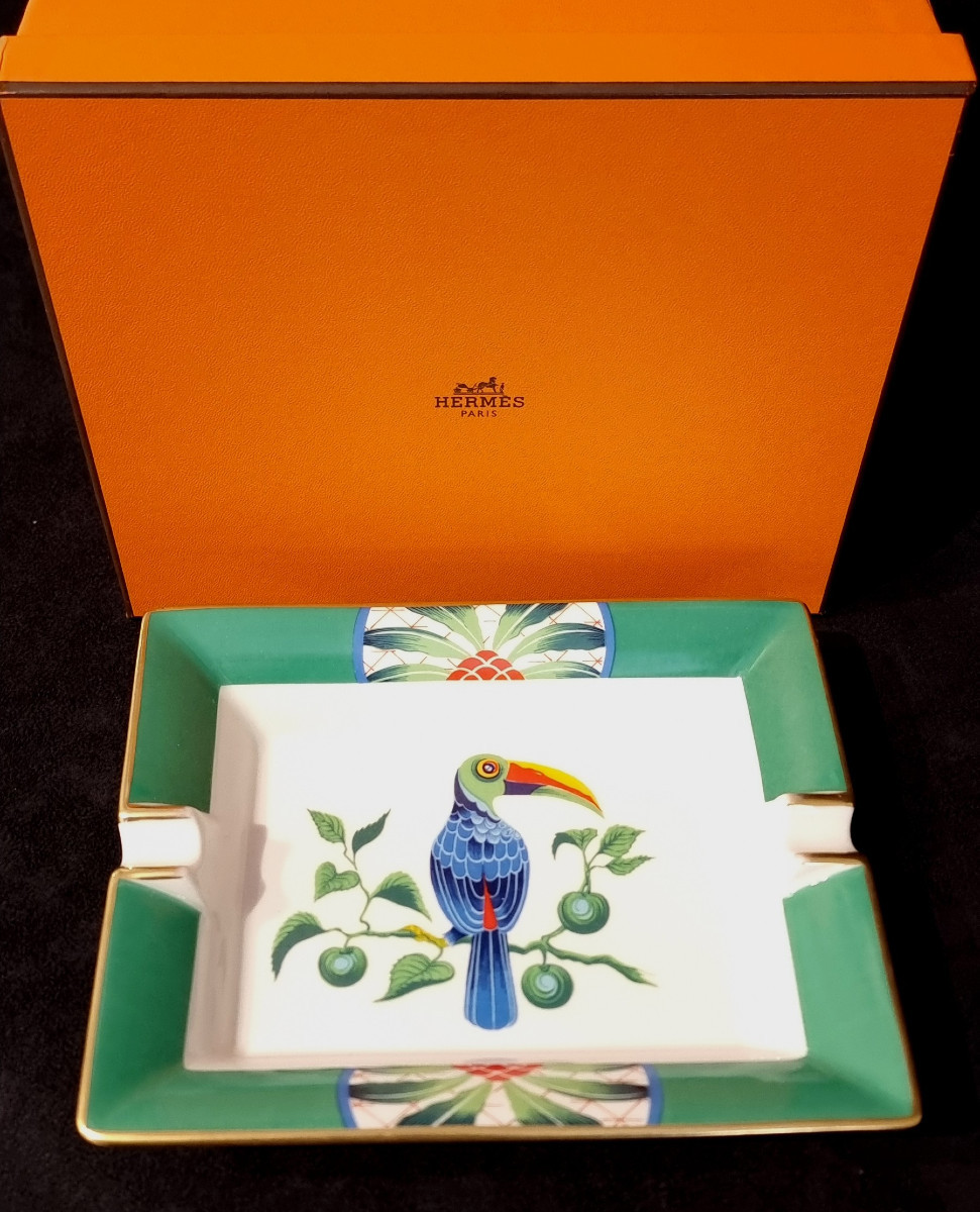 Hermès Toucans Vide Poches cendrier Porcelaine -photo-4