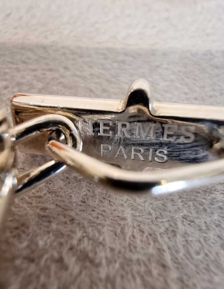 Hermès Chaîne D'Ancre Paire de Boutons de Manchettes en Argent-photo-1