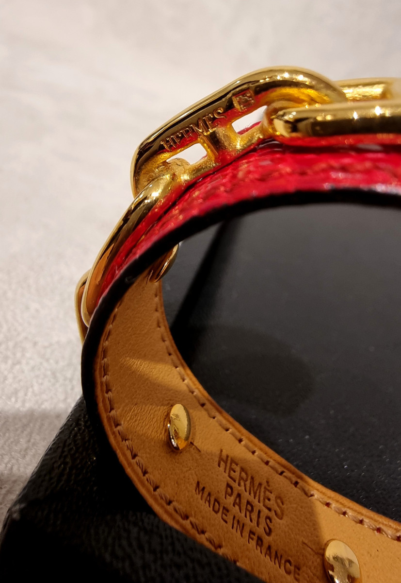 Hermès Gold-plated Anchor Chain Bracelet With Lizard-photo-5