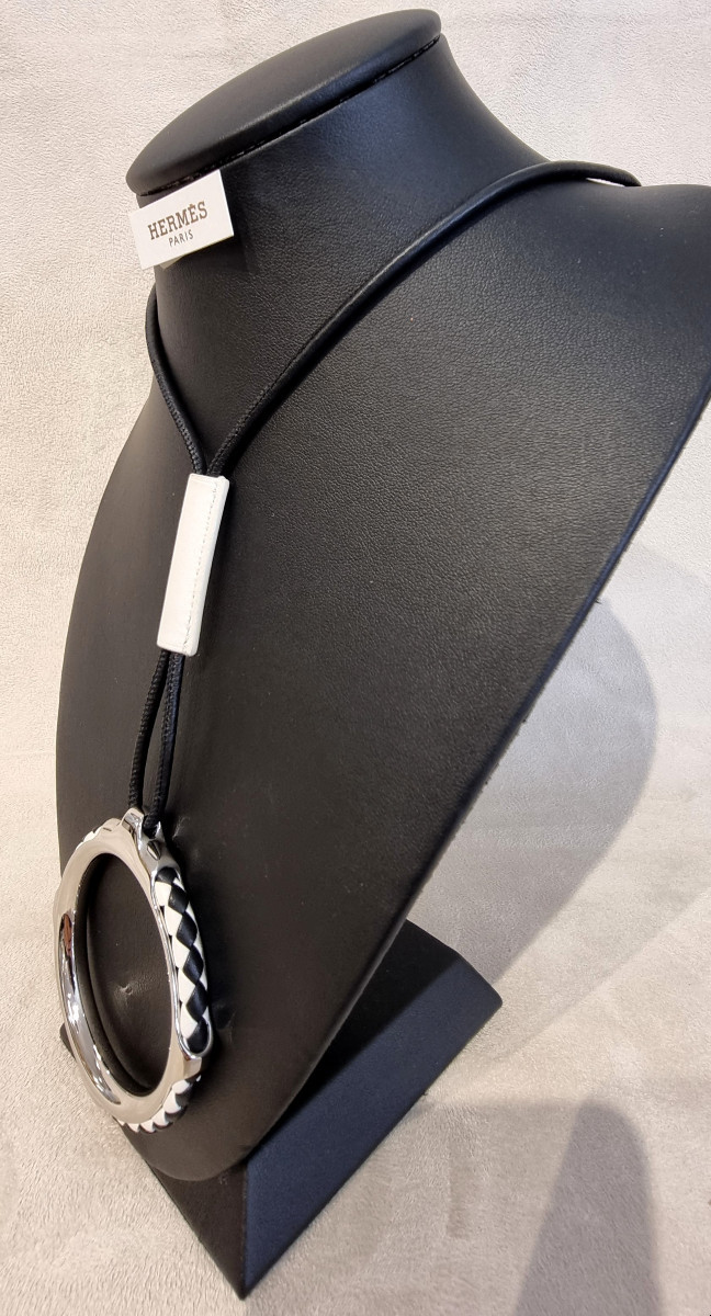 Hermès Collier Kyoto en métal  & cuir-photo-3