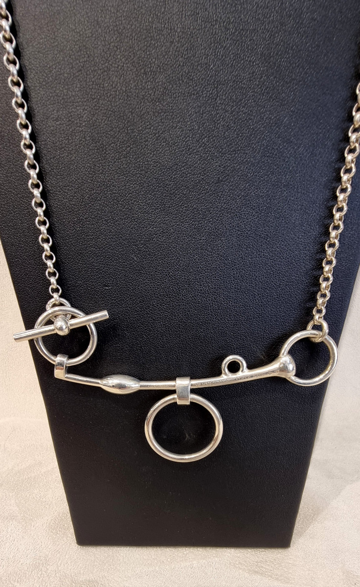 Hermès Silver Bridle Bit Necklace  -photo-2
