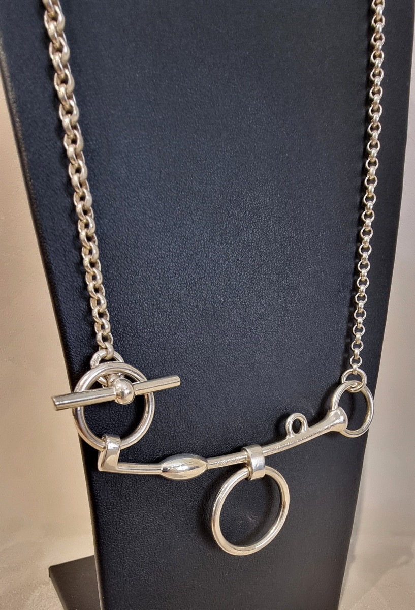 Hermès Silver Bridle Bit Necklace  -photo-4