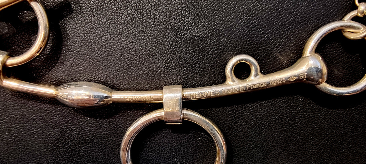 Hermès Silver Bridle Bit Necklace  -photo-4