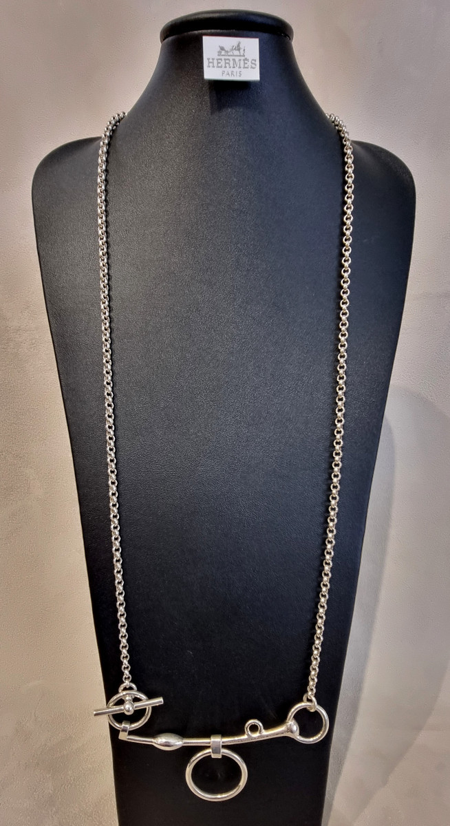 Hermès Silver Bridle Bit Necklace  