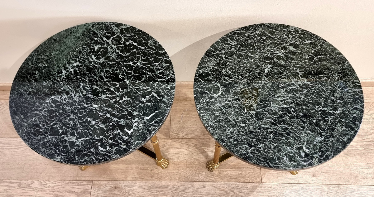 Jansen Décoration  Paire de bout de canapé Bronze & Marbre circa 1970-photo-1