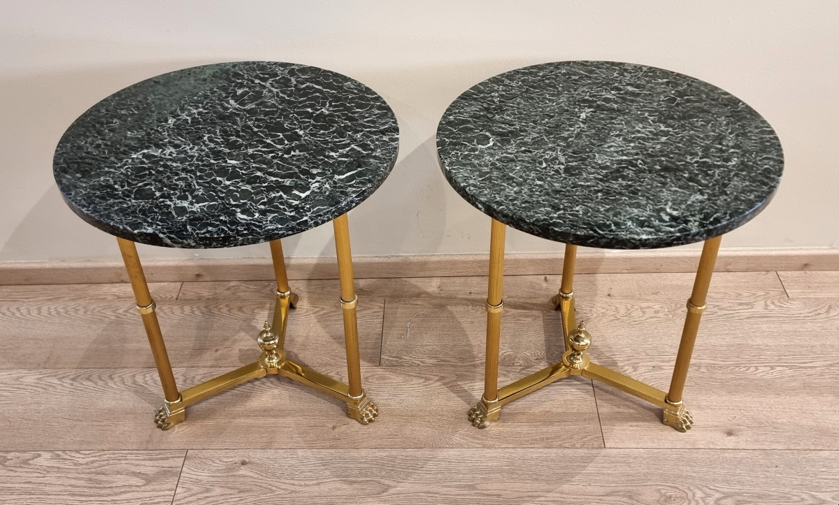 Jansen Décoration  Paire de bout de canapé Bronze & Marbre circa 1970