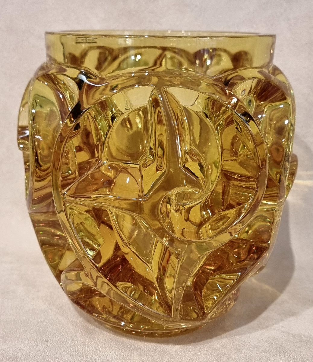 LALIQUE VASE TOURBILLONS Cristal Jaune Série Limitée 999 Exemplaires-photo-2