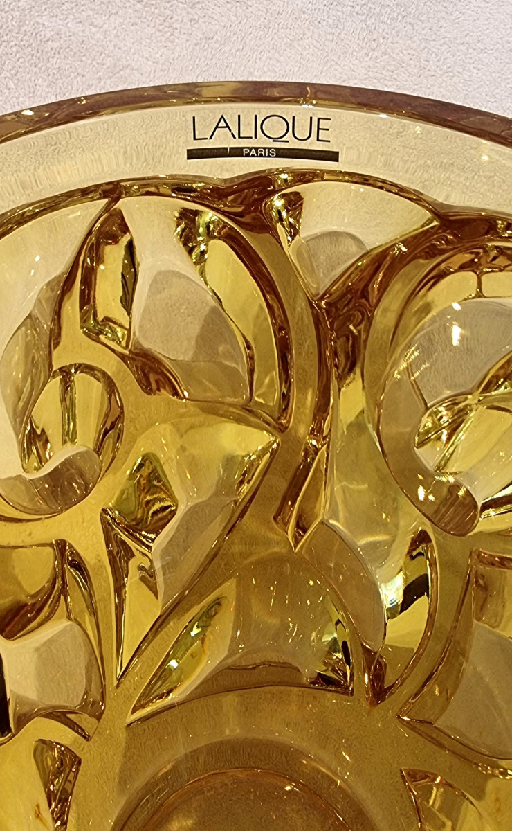 LALIQUE VASE TOURBILLONS Cristal Jaune Série Limitée 999 Exemplaires-photo-2