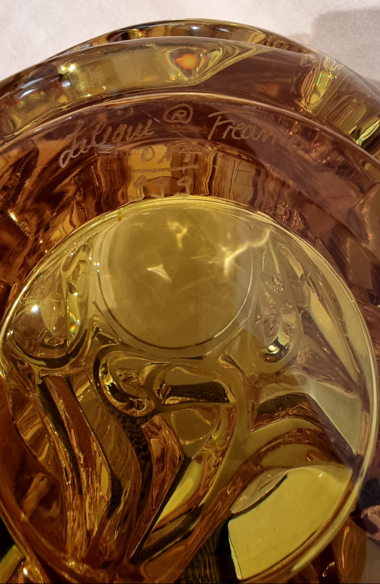 LALIQUE VASE TOURBILLONS Cristal Jaune Série Limitée 999 Exemplaires-photo-3
