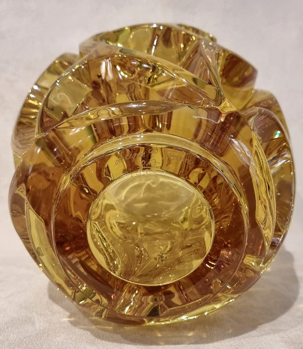 LALIQUE VASE TOURBILLONS Cristal Jaune Série Limitée 999 Exemplaires-photo-8