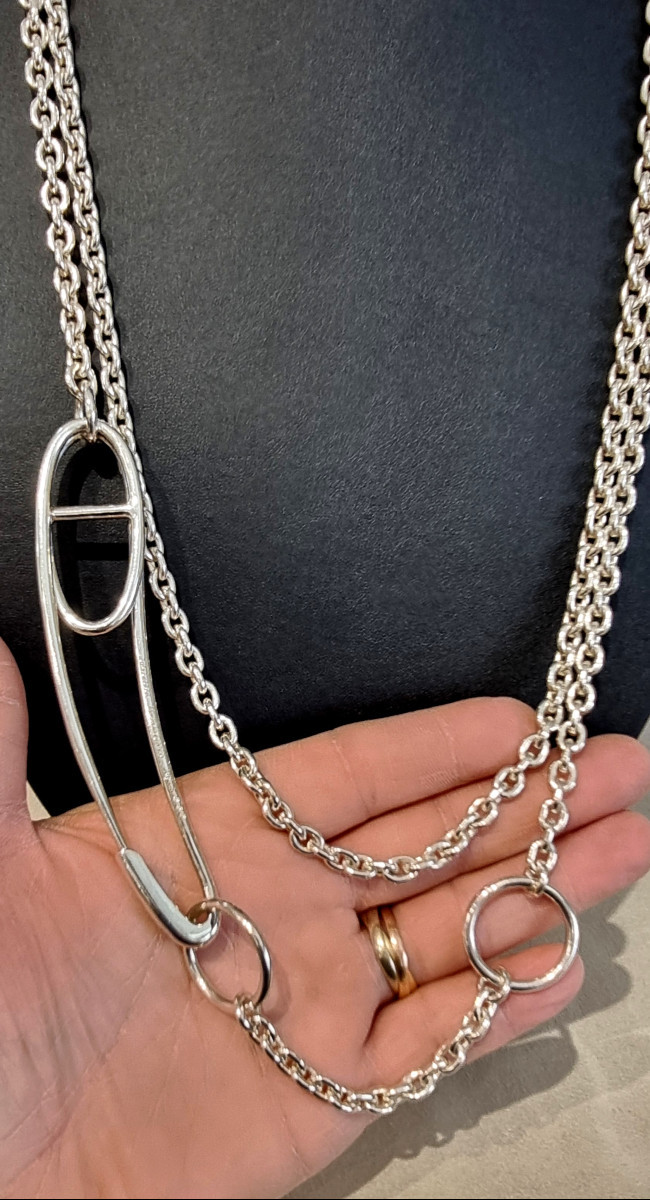 Hermès Grand Sautoir Chaîne d'Ancre Punk en  Argent -photo-3