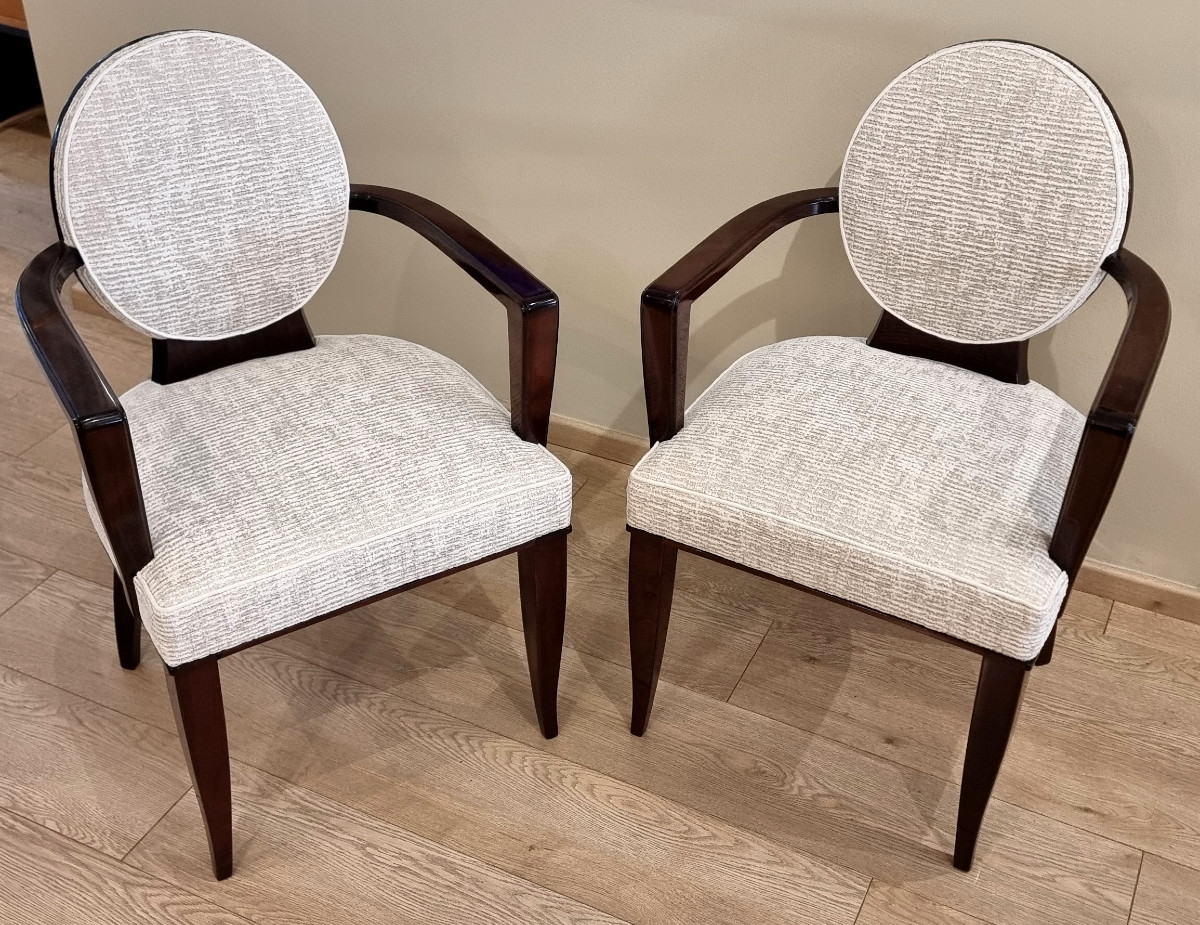 Maurice LAFAILLE Ensemble de 6 Fauteuils Bridges Circa 1940-photo-2