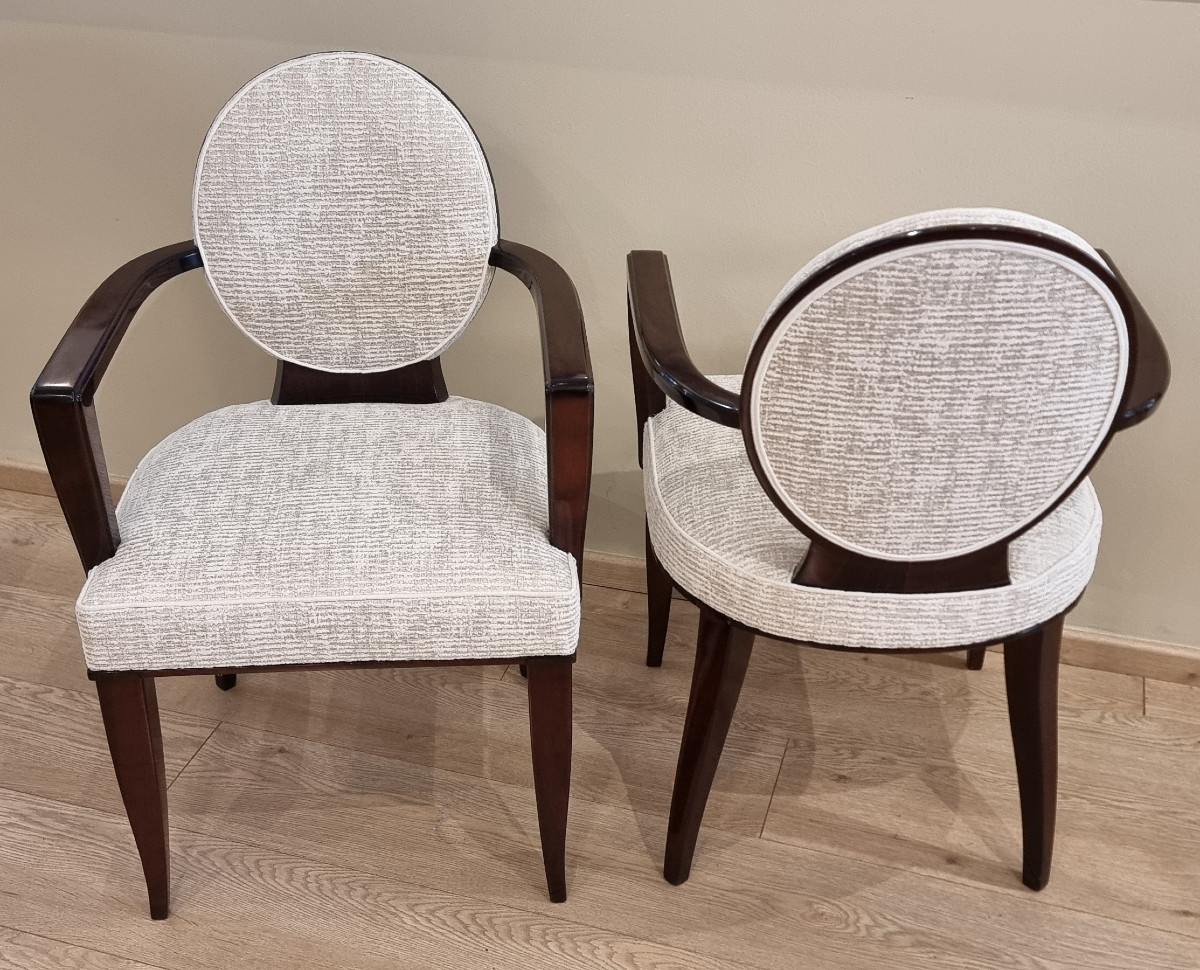 Maurice LAFAILLE Ensemble de 6 Fauteuils Bridges Circa 1940-photo-4