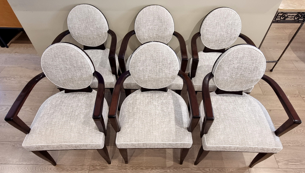 Maurice LAFAILLE Ensemble de 6 Fauteuils Bridges Circa 1940-photo-1