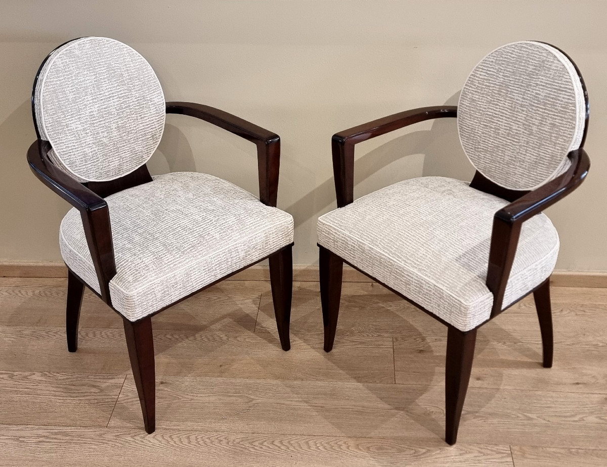 Maurice LAFAILLE Ensemble de 6 Fauteuils Bridges Circa 1940-photo-2