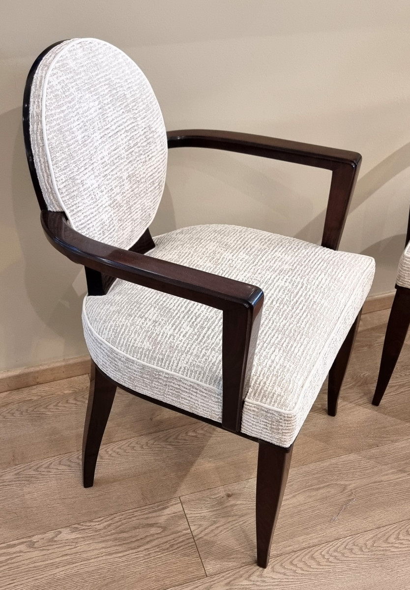 Maurice LAFAILLE Ensemble de 6 Fauteuils Bridges Circa 1940-photo-3