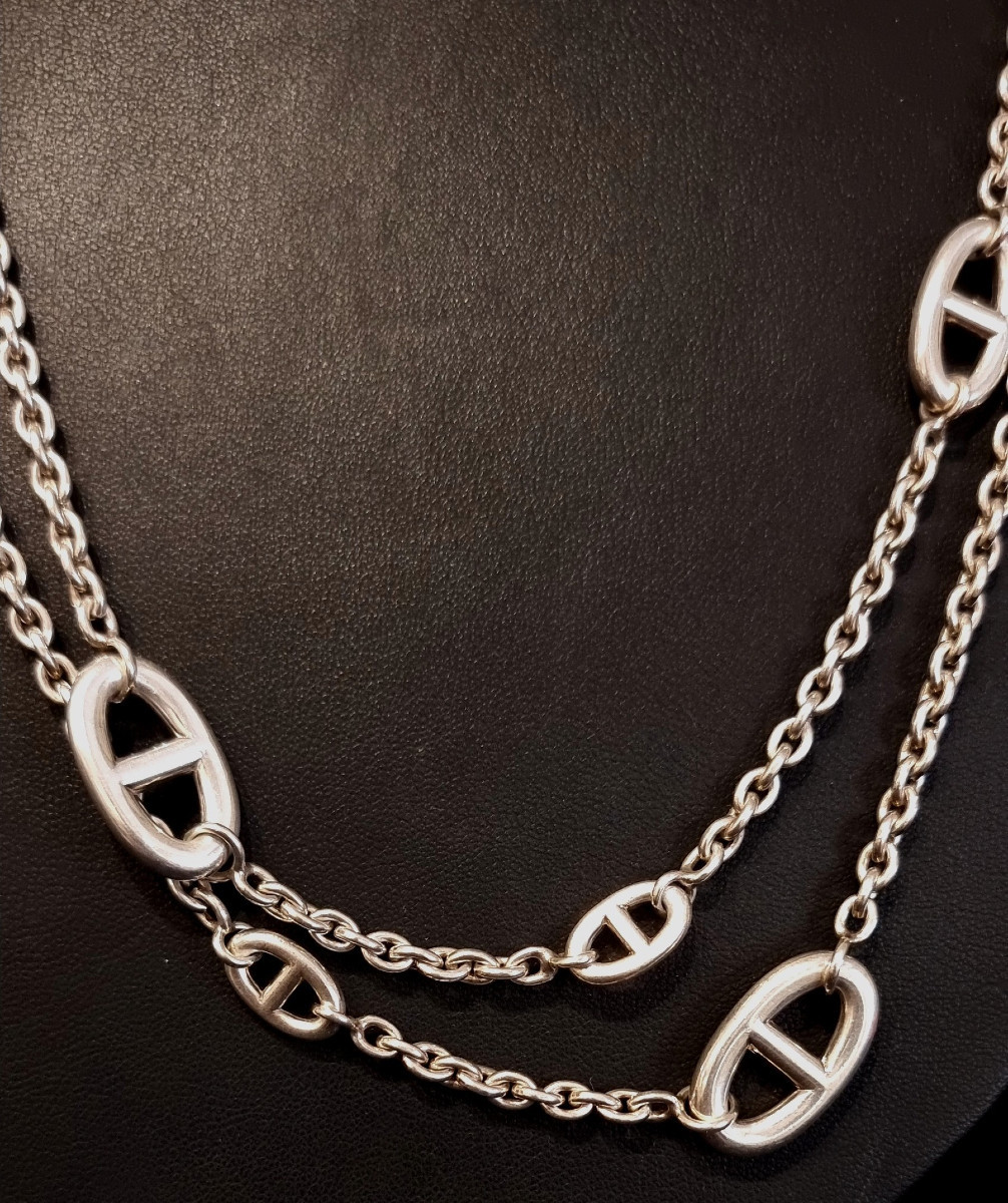 Hermès Grand Sautoir Farandole Argent 160cm-photo-3