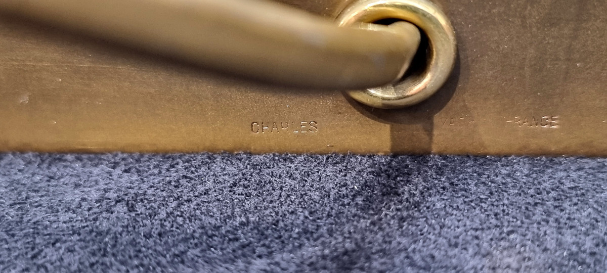  MAISON CHARLES Christiane Charles LAMPE Thèbes Bronze Doré Design 1970-1980-photo-6